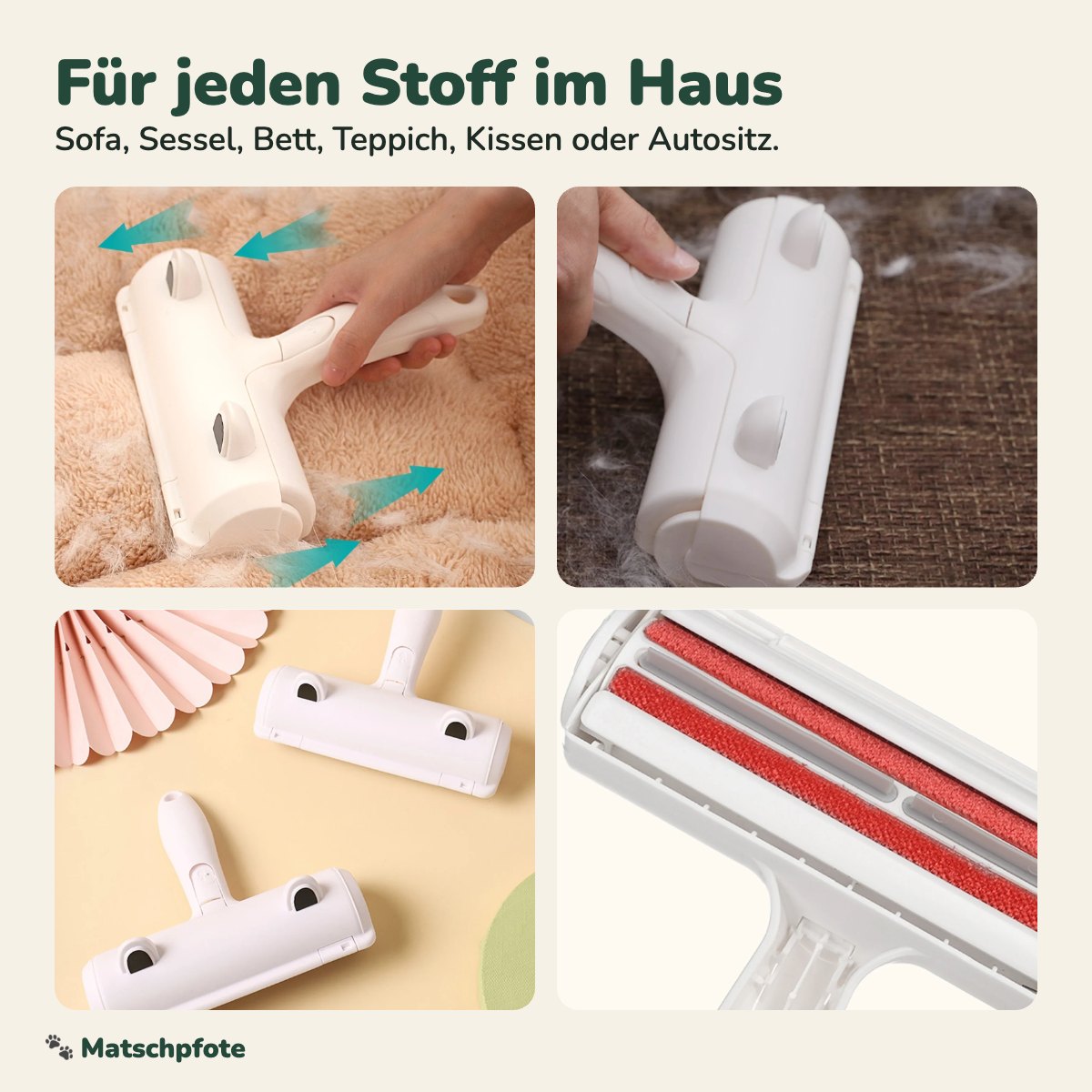 Tierhaar-Entferner für Sofa, Bett, Teppich und Auto